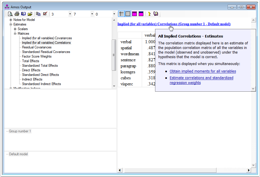 Screenshot showing popup help in the Amos Output window